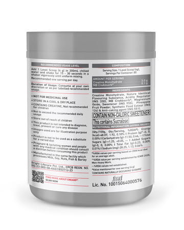 Muscleblaze Micronised Creatine Monohydrate Creamp Powder | Watermelon Kool Aid (80 Servings | 320G)