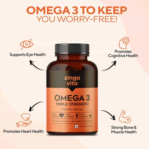 Zingavita Triple Strength Omega 3 Fish Oil For Heart Joints & Eye 60 Capsules