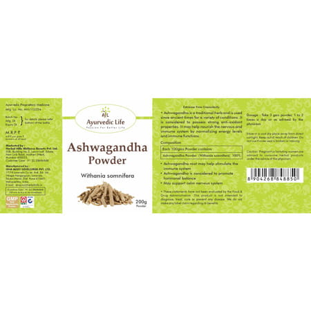 Al-Ayurvedic Life Ashwagandha Powder 200gms Pack Of 4