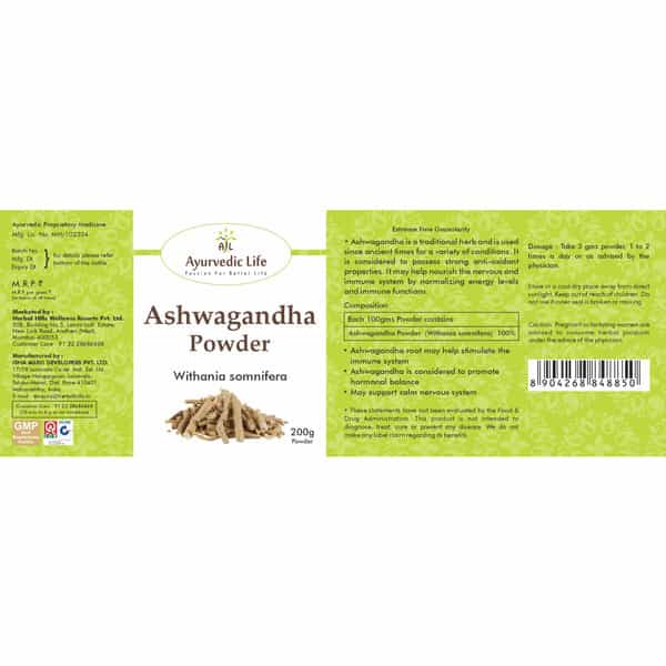 Al-Ayurvedic Life Ashwagandha Powder 200Gms Pack Of 4