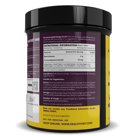 Healthyhey Sports - Beta-Alanine Powder For Endurance - 250 Gram