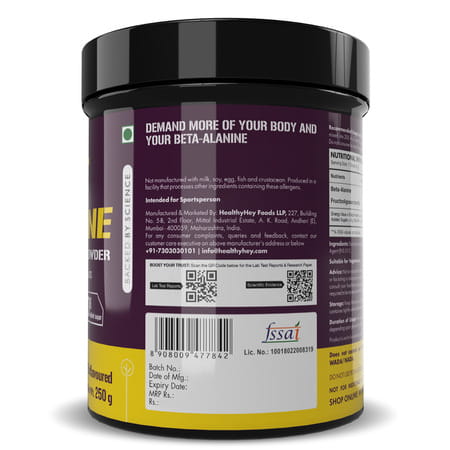 Healthyhey Sports - Beta-Alanine Powder For Endurance - 250 Gram