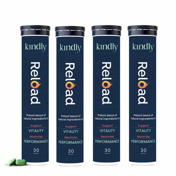 Kindly Health Ashwagandha Reload | Stamina Booster For Men | 30 Tablets | Pack Of 4