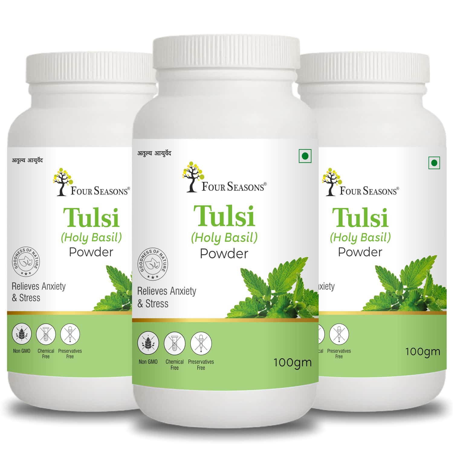 Four Seasons Tulsi (Holy Basil) Powder | Immunity Boost And Respiratory Wellness (Pack Of 3)