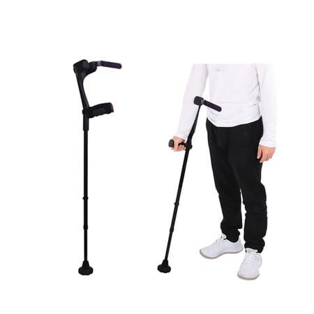 Stergic Next Adjustable Walking Crutches | Elbow Support & Moveable Arm Cuff | Strap Lock (Black)