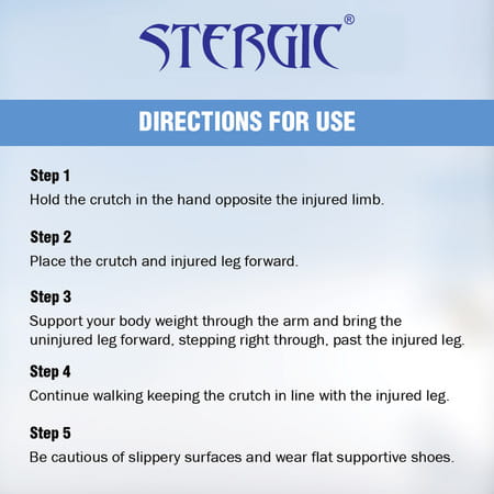 Stergic Next Adjustable Walking Crutches | Elbow Support & Moveable Arm Cuff | Strap Lock (Black)