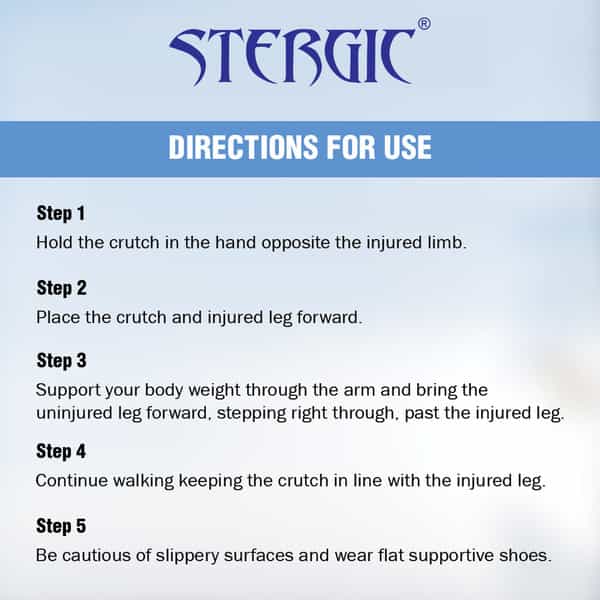 Stergic Next Adjustable Walking Crutches | Elbow Support & Moveable Arm Cuff | Strap Lock (Black)