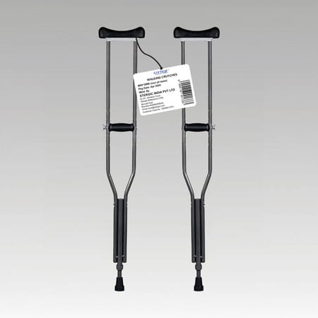 Stergic Next Adjustable Walking Crutches | Elbow Support & Moveable Arm Cuff | Strap Lock (Black)