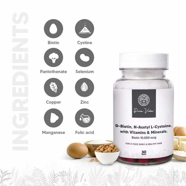 Pura Vida Biotin 10000 Mcg Tablets For Men And Women For Hair Growth | Skin & Nails (30 Tablets)