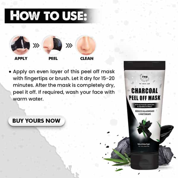 Tnw The Natural Wash Charcoal Peel Off Mask For Blackheads And Removes Tan | Activated Charcoal