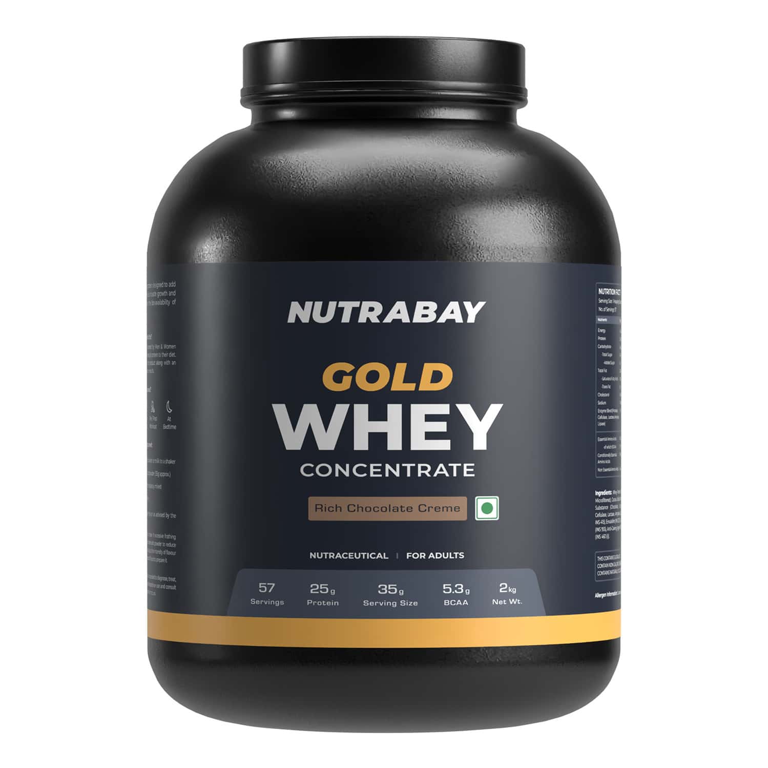 Nutrabay Gold 100% Whey Protein Concentrate Rich Chocolate Creme - 2kg