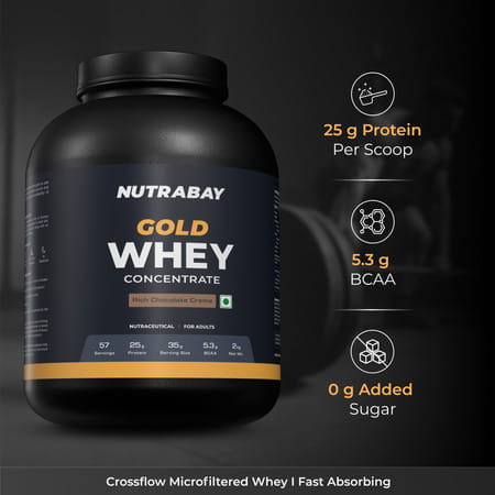Nutrabay Gold 100% Whey Protein Concentrate Rich Chocolate Creme - 2kg