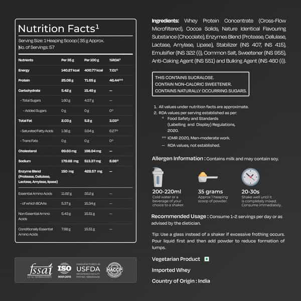 Nutrabay Gold 100% Whey Protein Concentrate Rich Chocolate Creme - 2Kg