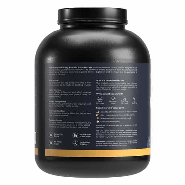 Nutrabay Gold 100% Whey Protein Concentrate Rich Chocolate Creme - 2Kg