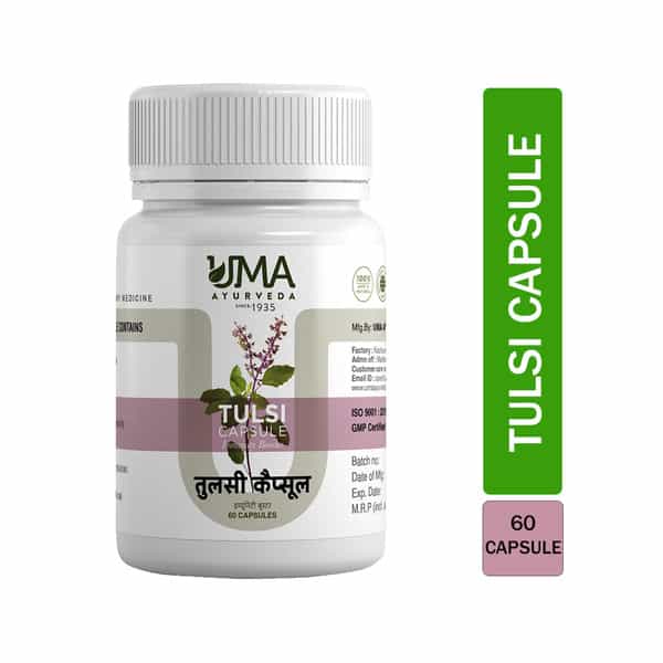 Uma Ayurveda Tulsi Capsule Ayurvedic Capsules - Useful In Fever Control Immunilogical Jwar - 60N