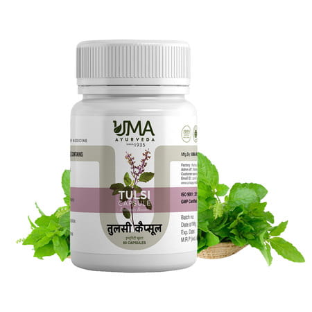 Uma Ayurveda Tulsi Capsule Ayurvedic Capsules - Useful In Fever Control Immunilogical Jwar - 60n