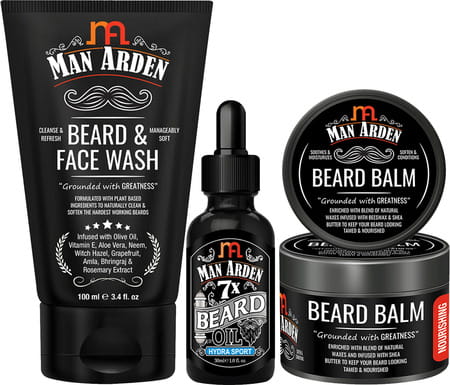 Man Arden Beard And Face Grooming Combo -Beard And Face Wash + Beard Oil + Beard Balm