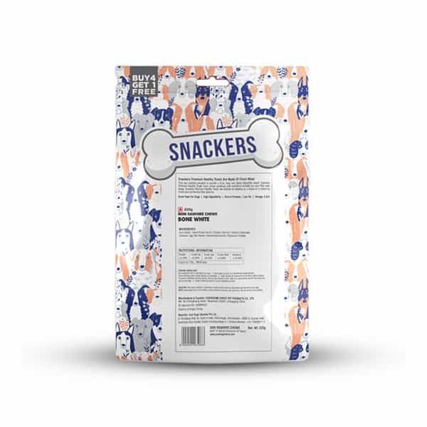 Snackers Non Rawhide Chews Bone White Dog Treats | 225 G