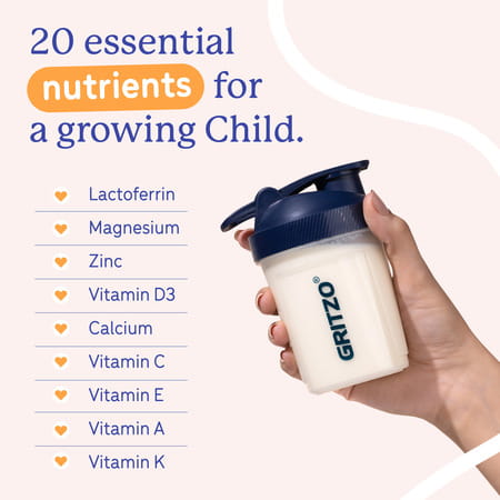 Gritzo Supermilk Growth+ (Formerly Height+) (7-12y Boys) | 10g Protein (Creamy Vanilla | 400g)