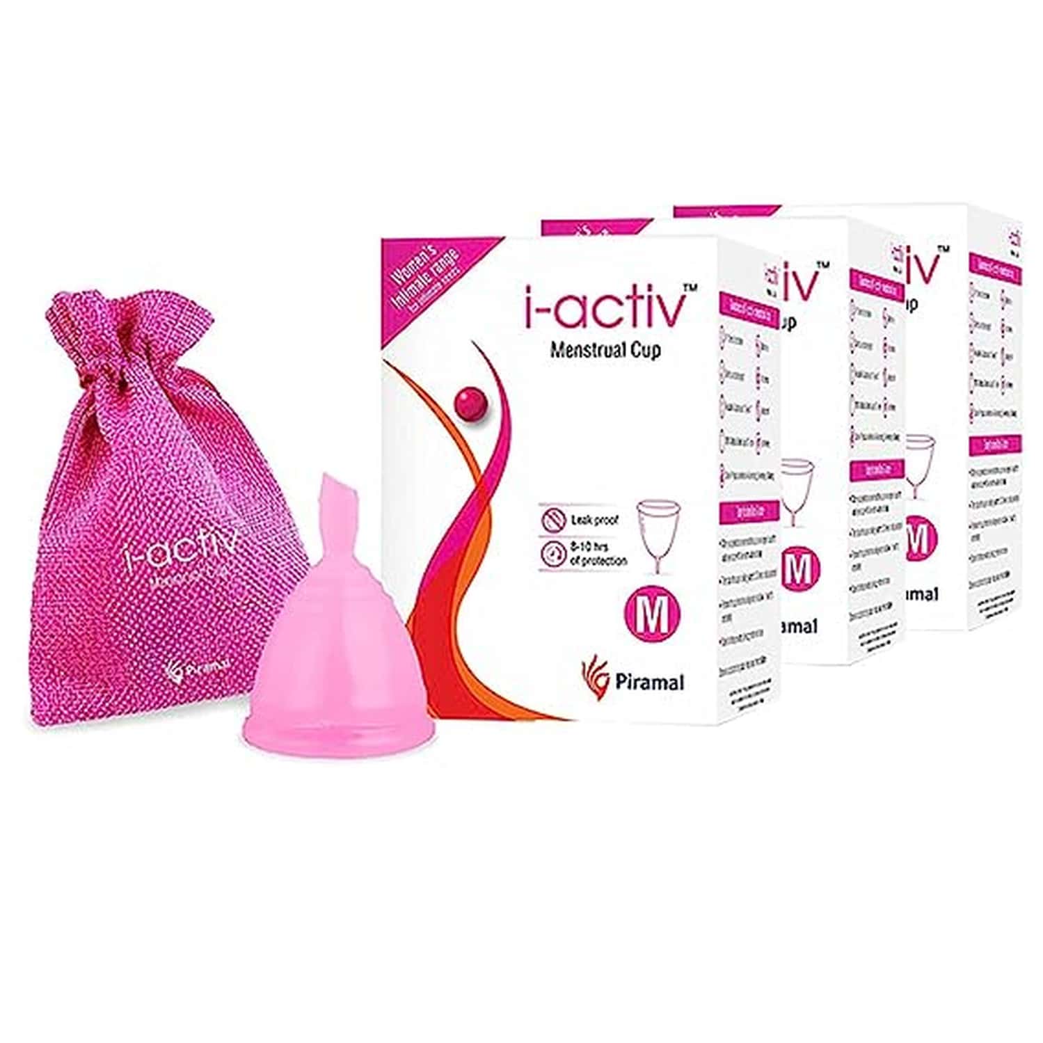 I-Activ Menstrual Cup With Jute Bag | Ultra Soft & Flexible Period Cup | Medium | Pack Of 3