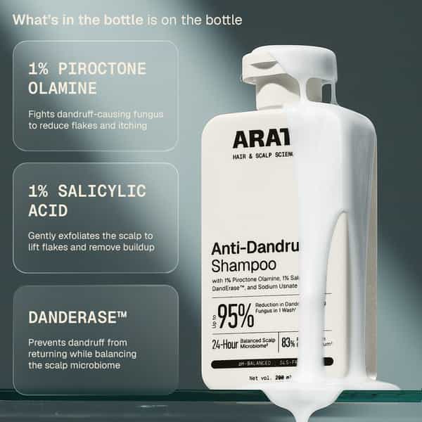 Arata Anti - Dandruff Shampoo | Controls Dandruff & Itch | Piroctone Olamine | 200 Ml