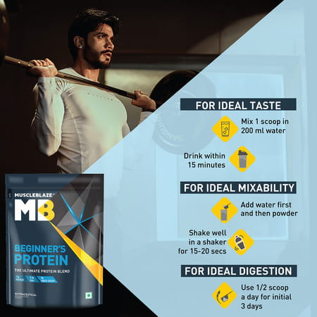 Muscleblaze Beginner'S Whey Protein Supplement (Chocolate | 500g / 1.1lb) With Shaker (650ml)
