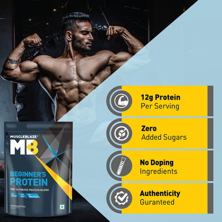 Muscleblaze Beginner'S Whey Protein Supplement (Chocolate | 500g / 1.1lb) With Shaker (650ml)