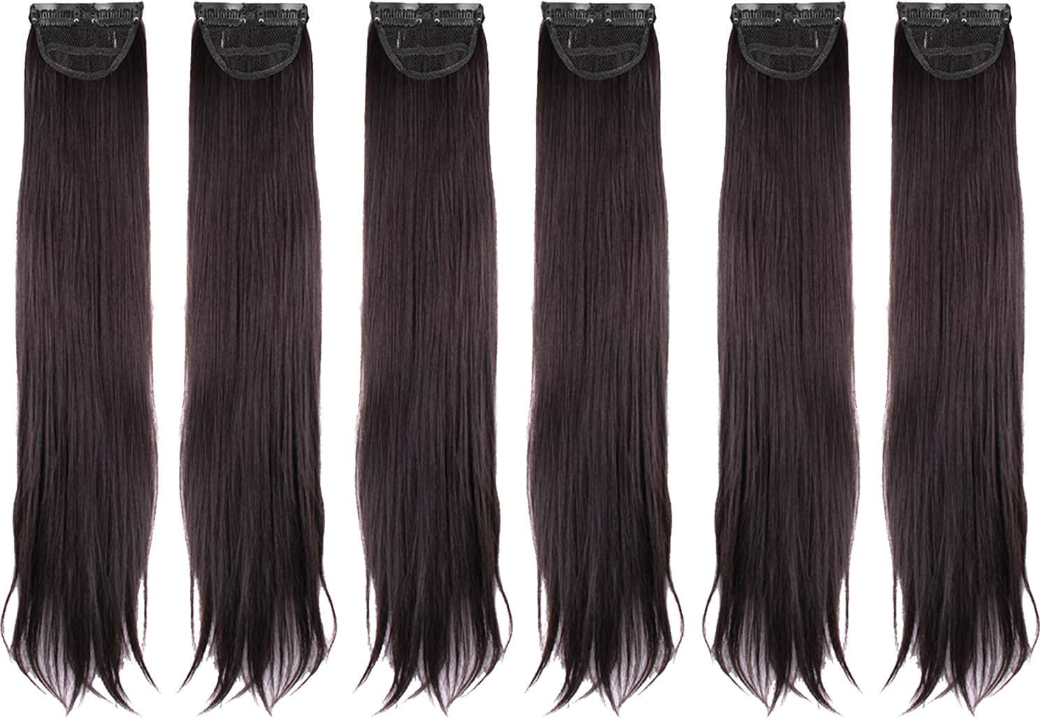 Streak Street Clip-In 24" Straight Dark Brown Side Patches (6pcs Set)