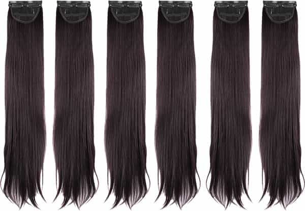 Streak Street Clip-In 24" Straight Dark Brown Side Patches (6Pcs Set)