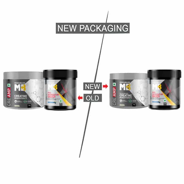 Muscleblaze Pre Workout 200 Xtreme (Berry Bolt | 100G & Creatine Monohydrate (Unflavoured | 100G)