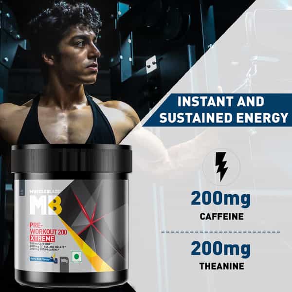 Muscleblaze Pre Workout 200 Xtreme (Berry Bolt | 100G & Creatine Monohydrate (Unflavoured | 100G)