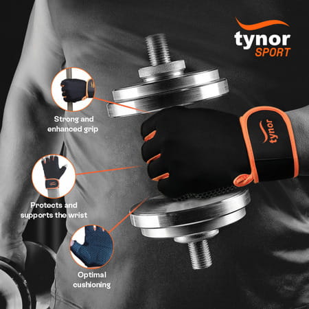 Tynorgrip Gym Gloves With Support Black Large 1 Pair