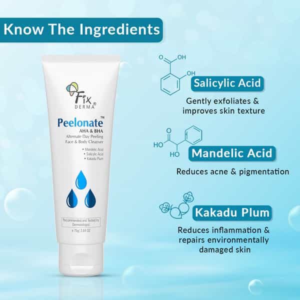Fixderma Peelonate Aha Bha Face Cleanser | Face Wash For Women & Men | Face & Body Cleanser (75 Ml)