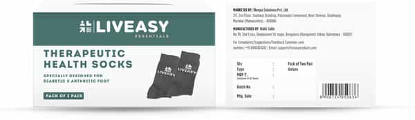 Liveasy Essentials Therapeutic Socks - For Diabetic And Orthopaedic Foot - Unisex Socks - Pack Of 2