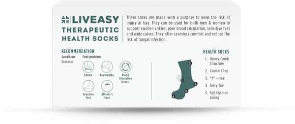 Liveasy Essentials Therapeutic Socks - For Diabetic And Orthopaedic Foot - Unisex Socks - Pack Of 2