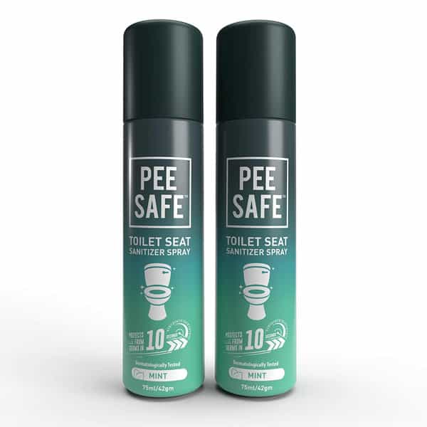 Pee Safe Toilet Seat Sanitizer Spray (75Ml - Pack Of 2) - Mint|Kills 99.9% Germs & Travel Friendly
