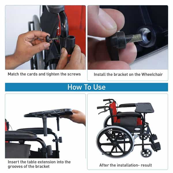 Everactiv Premium Foldable Wheelchair Multipurpose Tray | Red