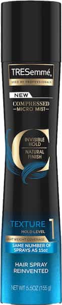 Tresemme Natural Finish Hair Styling Spray Compressed Micro Mist | Invisible Hold Level 1 | 155G