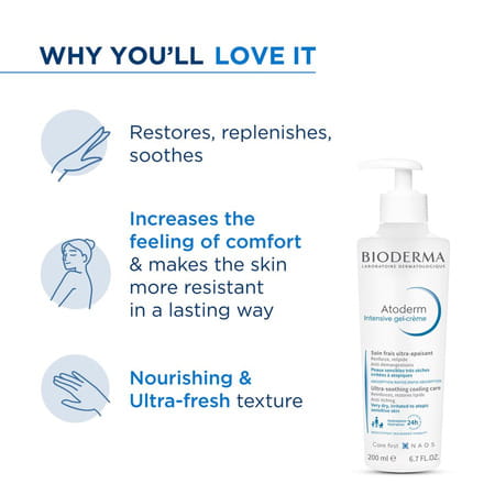 Bioderma Atoderm Intensive Gel Cream For Anti-Itching Lipid-Replenishing Treatment 200Ml