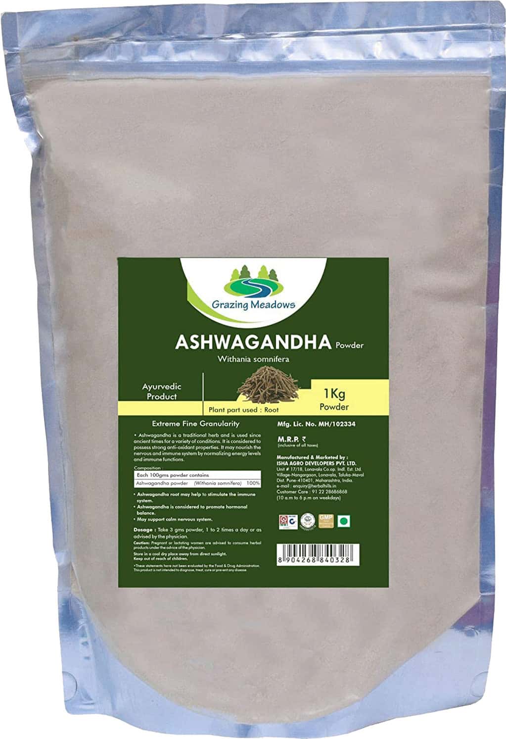 Grazing Meadows Ashwagandha Powder - 1 Kg (Pack Of 5)