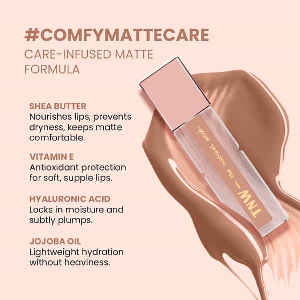 Tnw The Natural Wash Comfy Matte Liquid Lipstick 04 Ballroom Secret | Long Wear 3 Ml