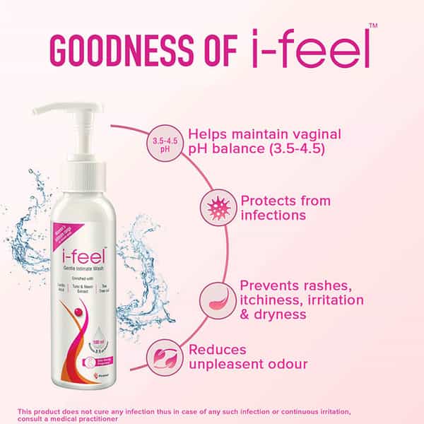 I-Feel Gentle Intimate Wash | Maintains Ph | Reduces Dryness | Itchiness | Irritation | Rash 100 Ml