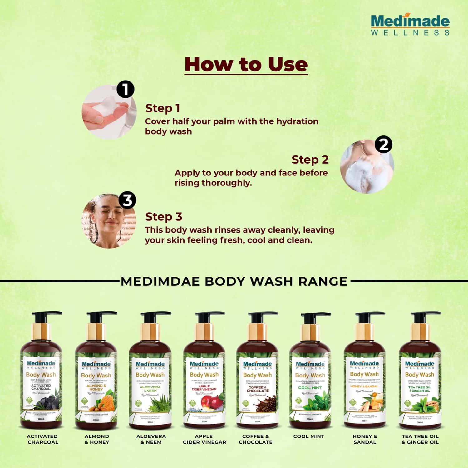 Buy MEDIMADE ALOEVERA AND NEEM BODY WASH 300 ML Online & Get Upto 60