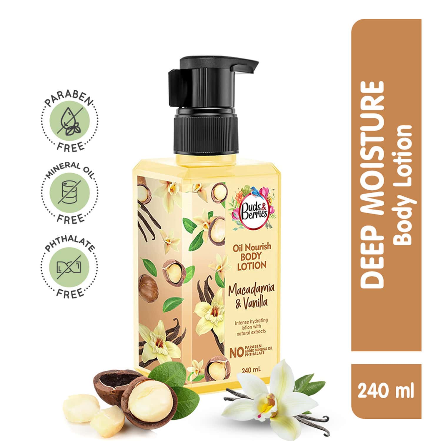 Buds & Berries Oil Nourish Light Body Lotion With Macadamia And Vanilla Extracts (240 Ml)