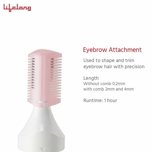 Lifelong Llpcw30 Rechargeable Eyebrow Underarms And Bikini Trimmer (White) - 1 Hour Runtime
