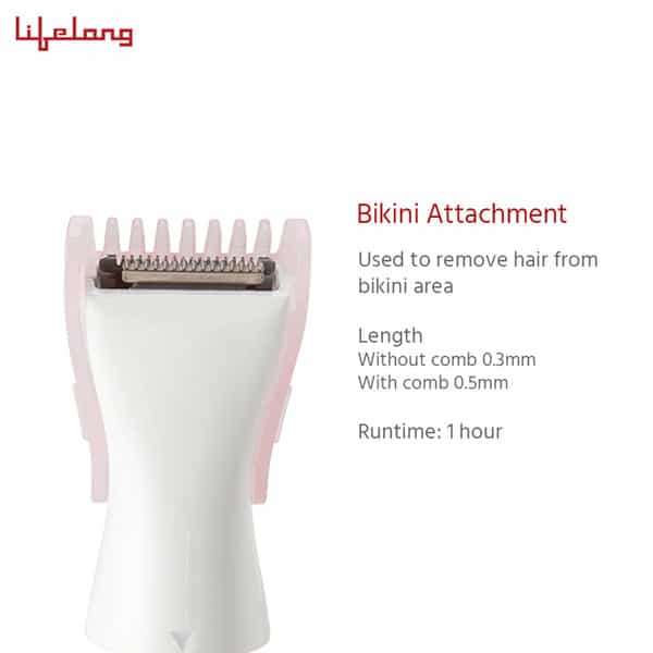 Lifelong Llpcw30 Rechargeable Eyebrow Underarms And Bikini Trimmer (White) - 1 Hour Runtime