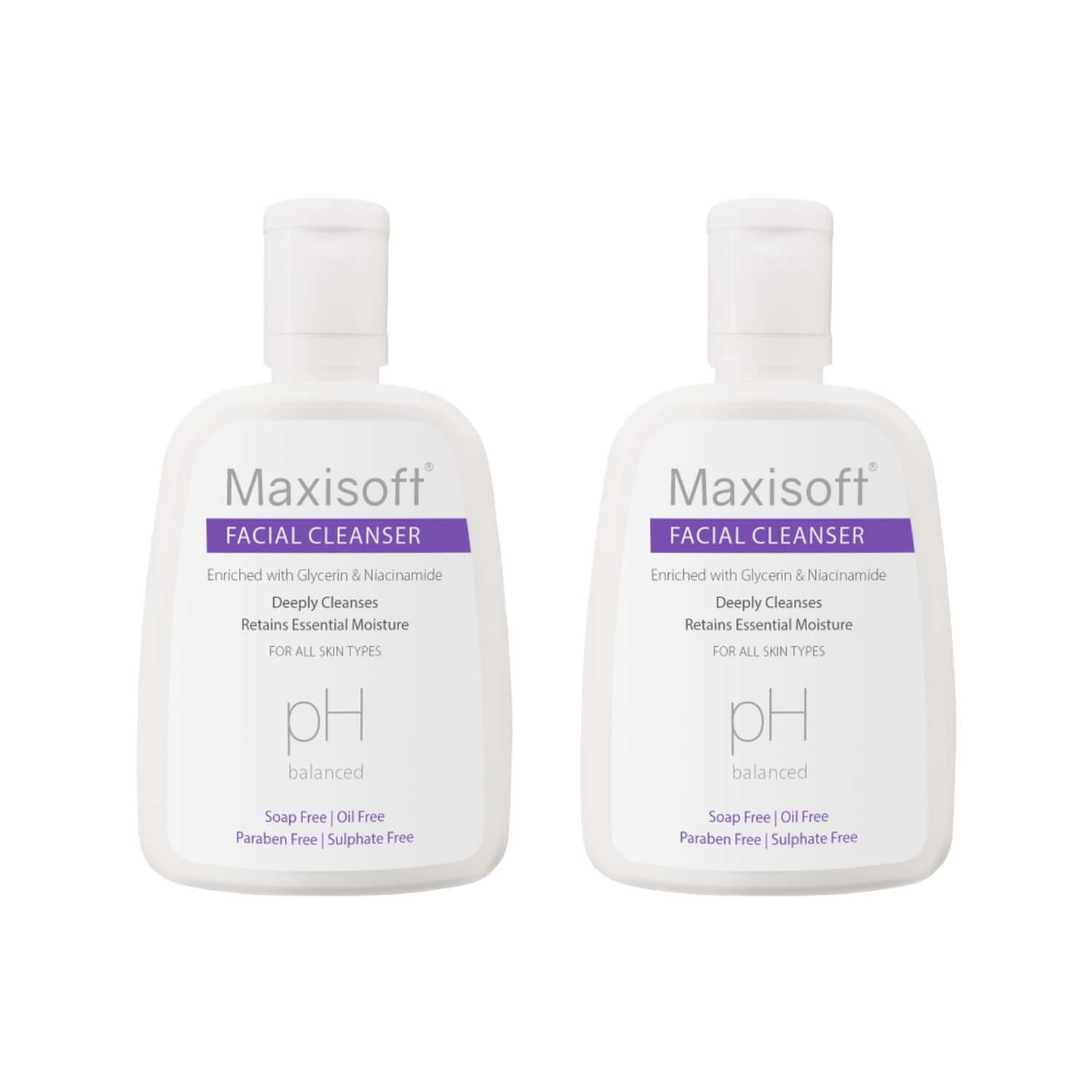 Maxisoft Facial Cleanser All Skin Types|paraben-free| Ph Balanced - 125 Ml Of Pack 2