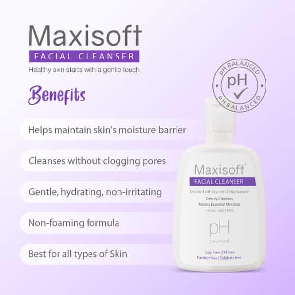 Maxisoft Facial Cleanser All Skin Types|Paraben-Free| Ph Balanced - 125 Ml Of Pack 2