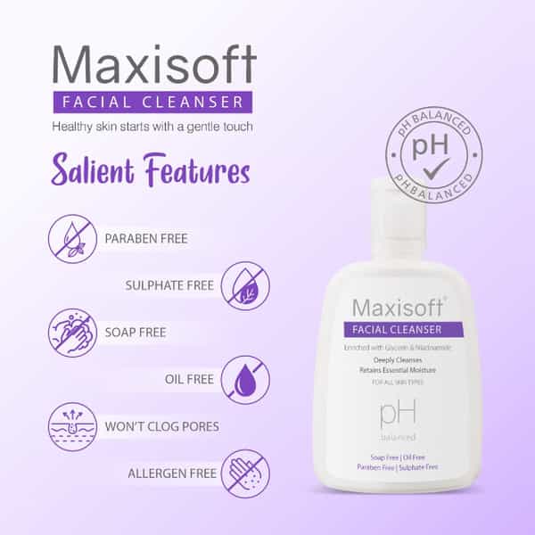 Maxisoft Facial Cleanser All Skin Types|Paraben-Free| Ph Balanced - 125 Ml Of Pack 2