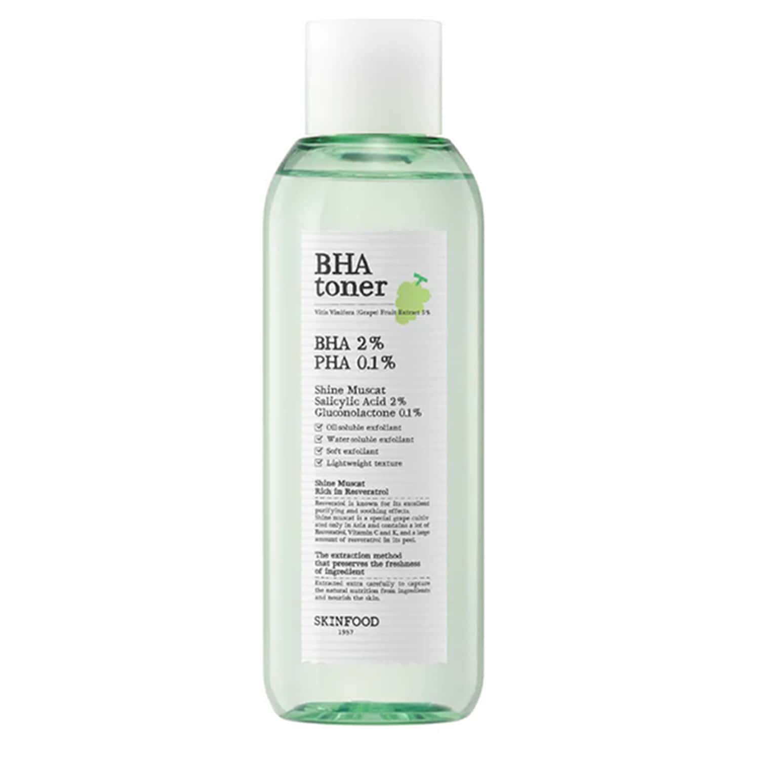 Skinfood Shine Muscat Bha Toner - Gentle Cleansing Men & Women - 200 Ml